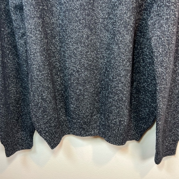 Chaps Fair Isle Henley Sweater Marled Gray  Pullover 1/4 Button Mock Neck  Large - Picture 12 of 13